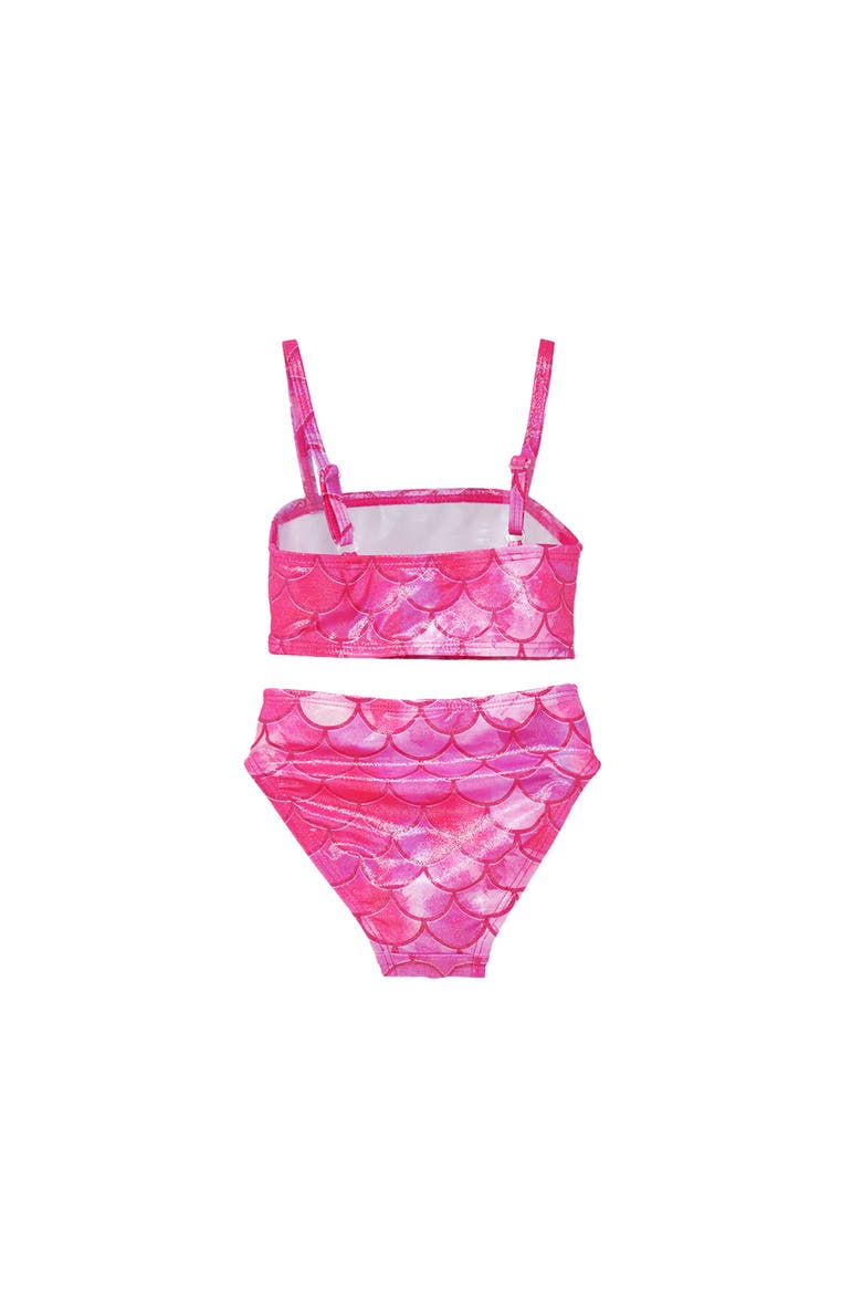 Girls UPF 50+ 3 Piece Mermaid Shell Swimsuit with Shimmer Effect, Alternate, color, Pink Splash