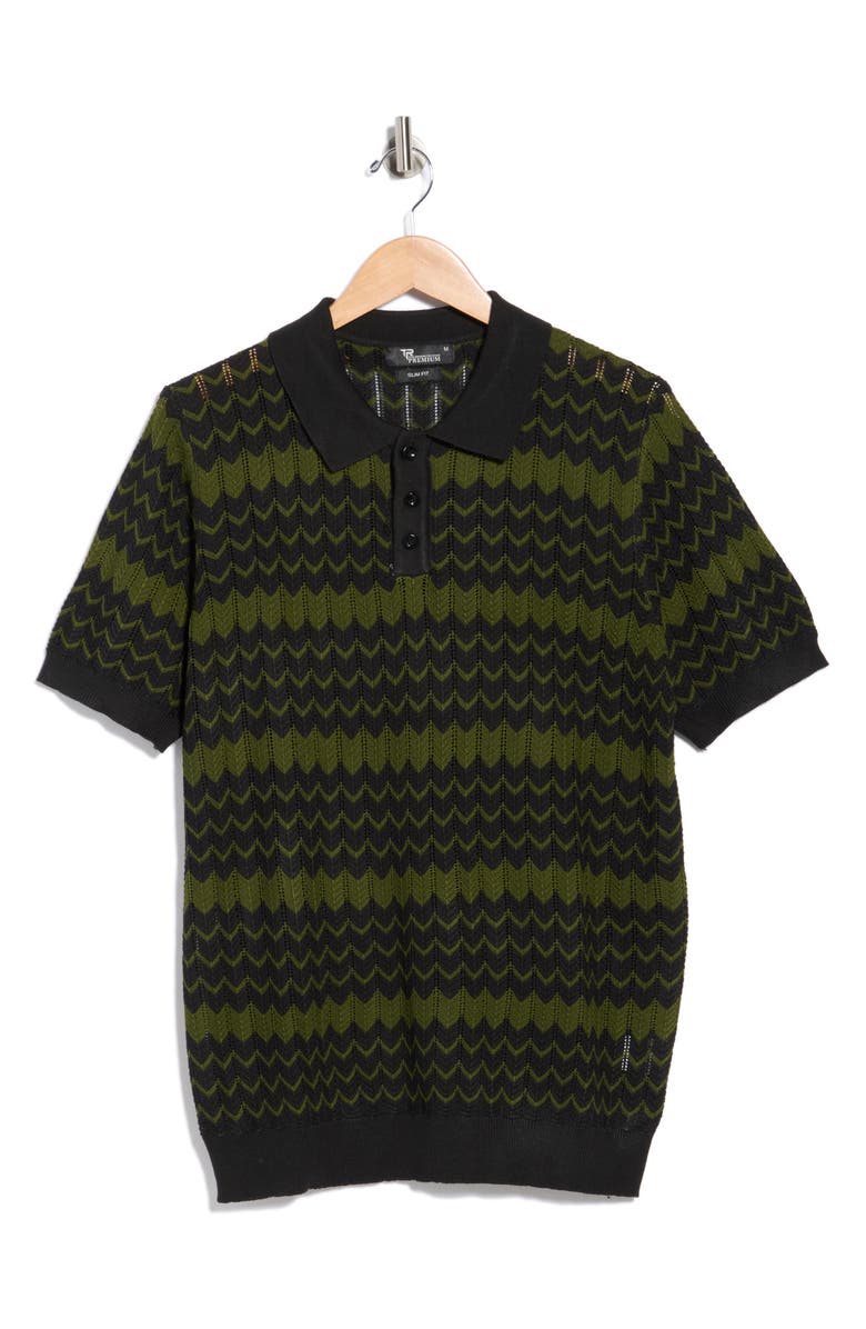 T.R. PREMIUM Slim Fit Polo Sweater, Alternate, color, Black