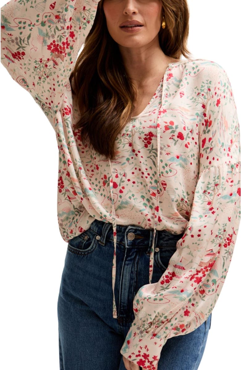 LILY AND LIONEL Rosetti Billowy Sleeves Print Blouse, Alternate, color, Red