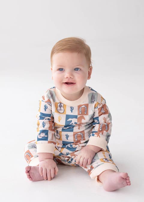 Westin Long Sleeve Western Print Straight Leg Romper