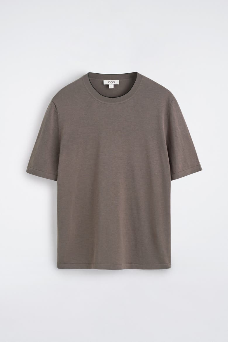 Contrast-tipped Silk-cotton T-shirt, Alternate, color, BEIGE