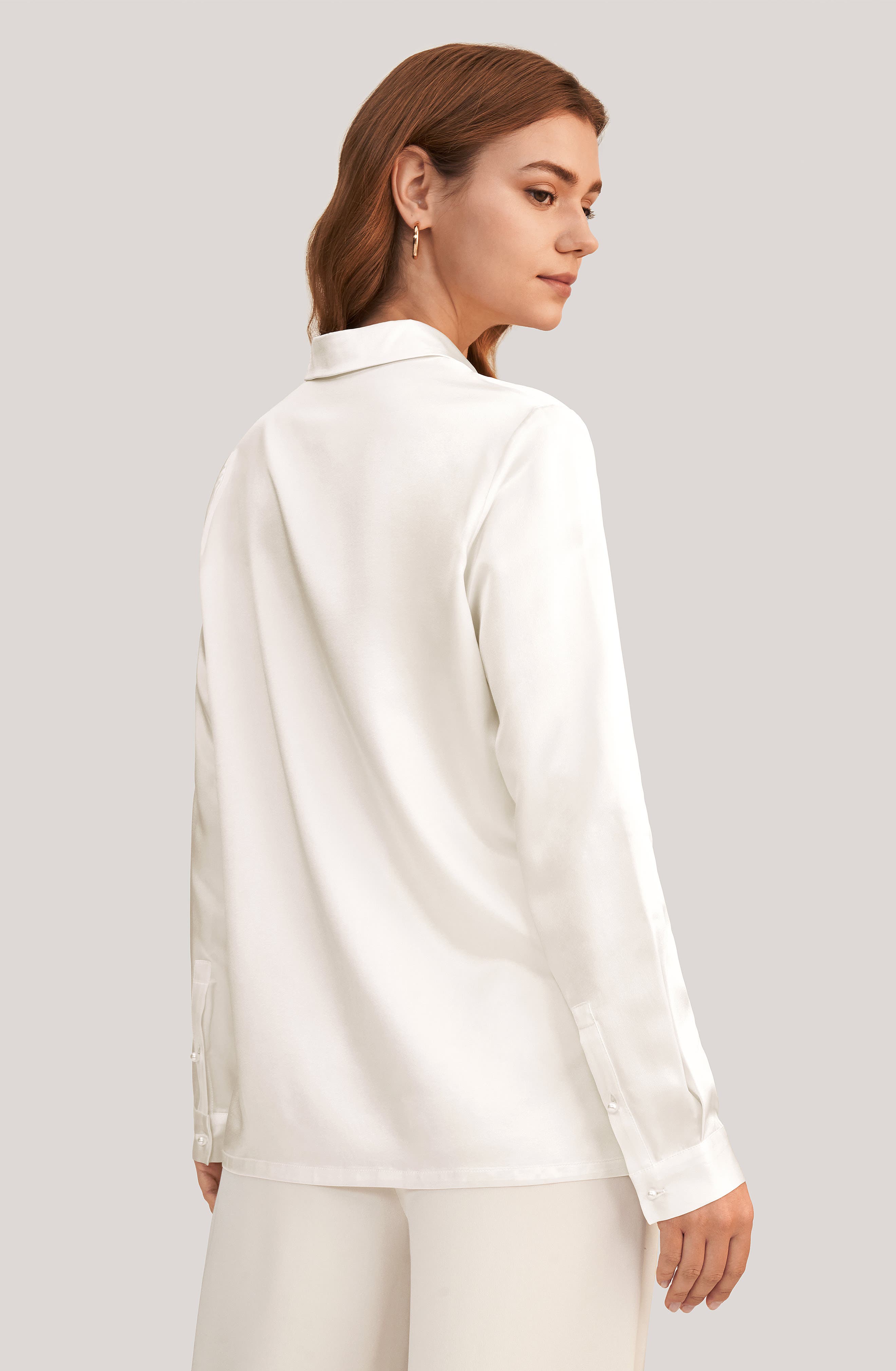 Classic Pearl Button Silk Shirt - image 2