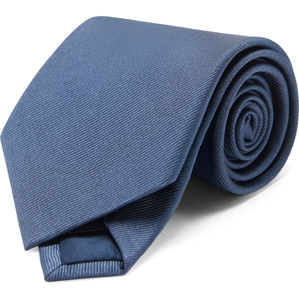 Mango Solid Silk Blend Twill Tie In Blue