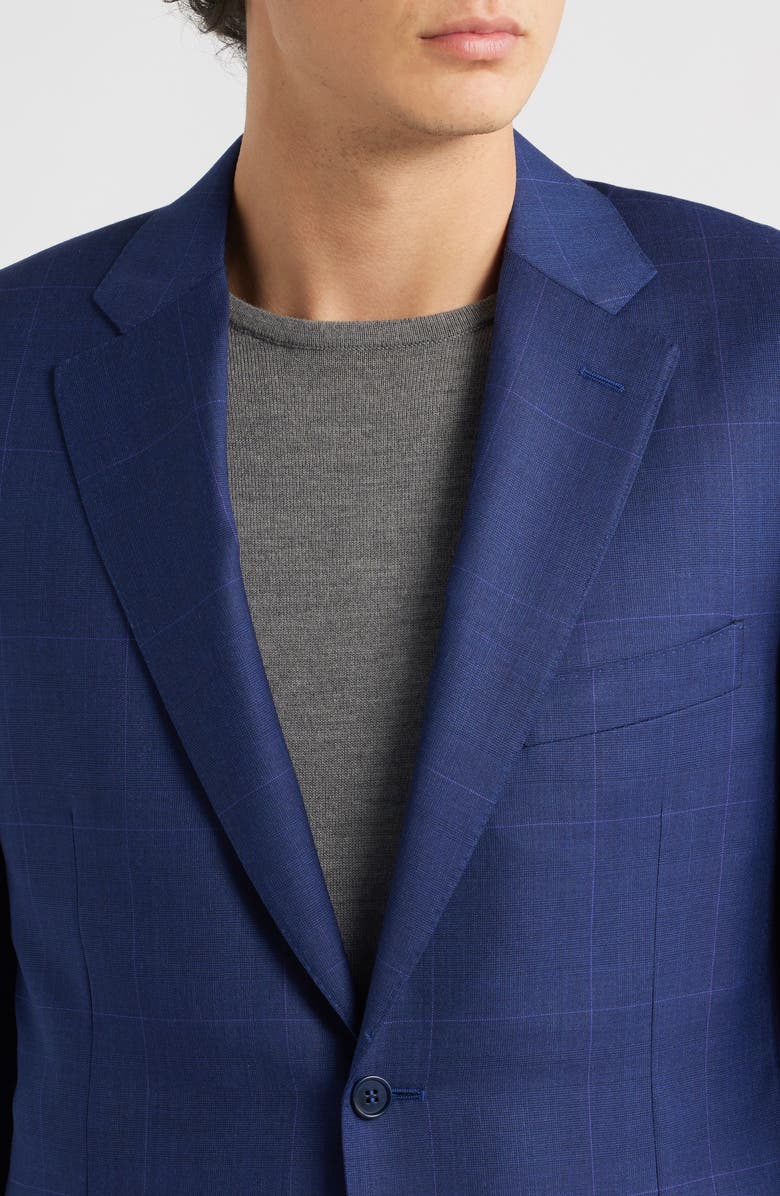 Canali Siena Regular Fit Medium Blue Glen Check Super 130s Wool Suit, Alternate, color, Bright Blue