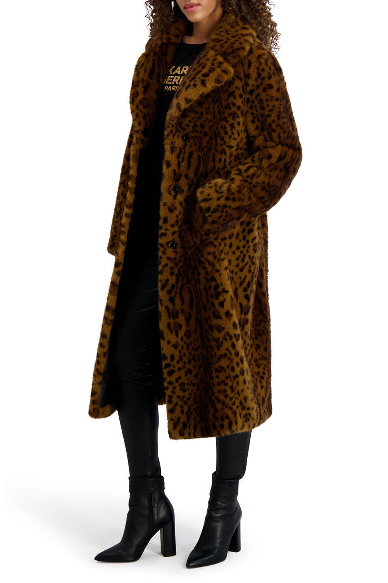 Leopard Print Faux Fur Wrap Coat, Alternate, color, LEOPARD