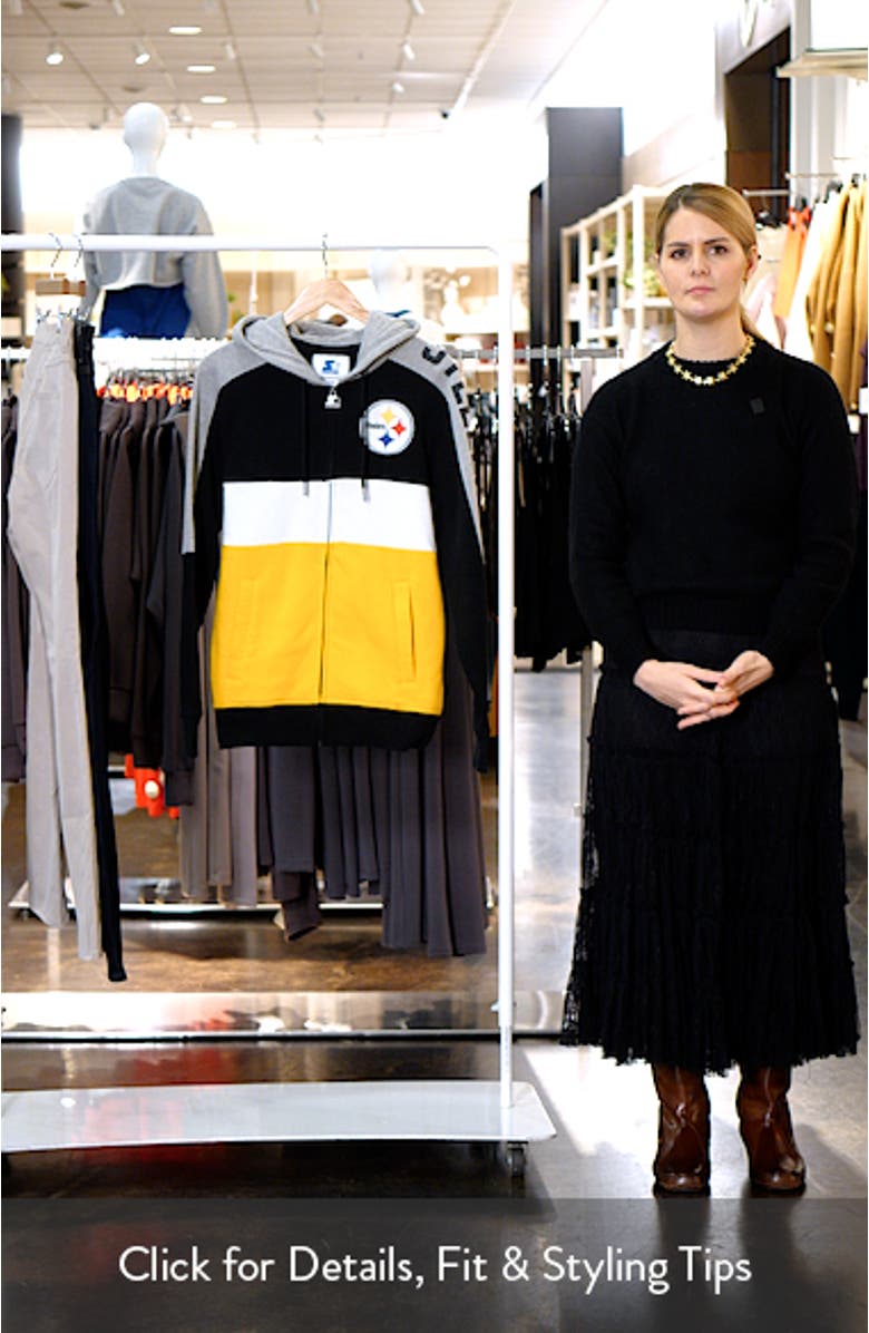 Men's Starter Black/Gold Pittsburgh Steelers Playoffs Color Block Full-Zip Hoodie, sales video thumbnail