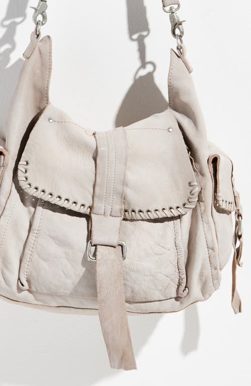 Free People We The Free Leigh Distressed Leather Hobo Bag In White