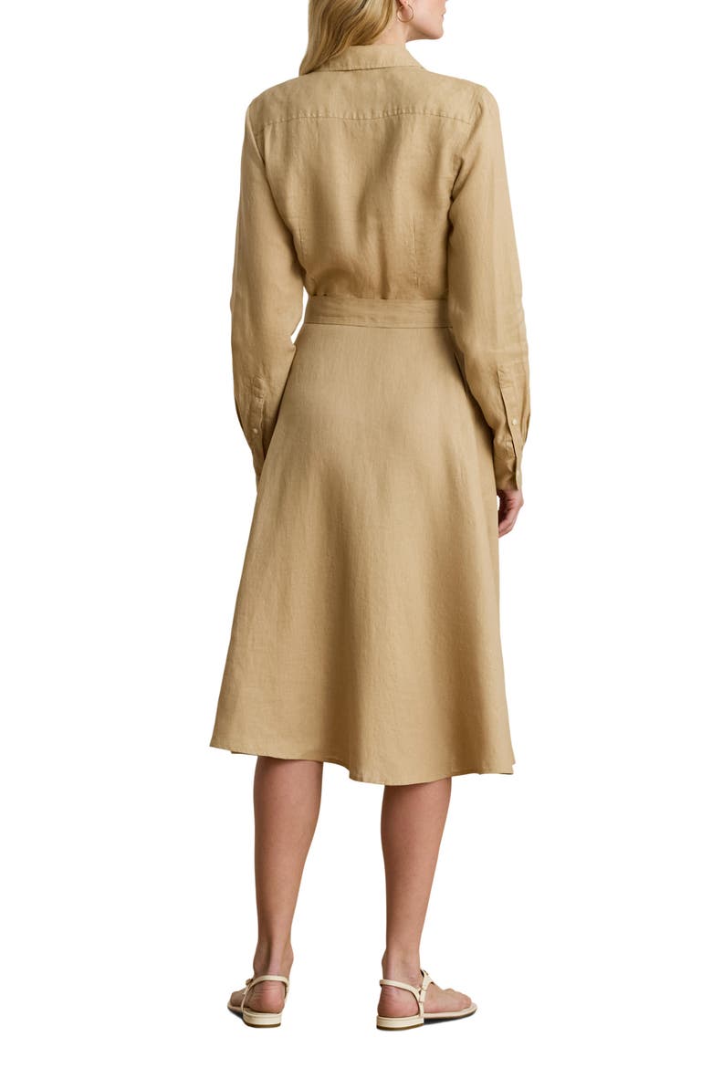 Belted Linen Shirtdress, Alternate, color, BIRCH BEIGE
