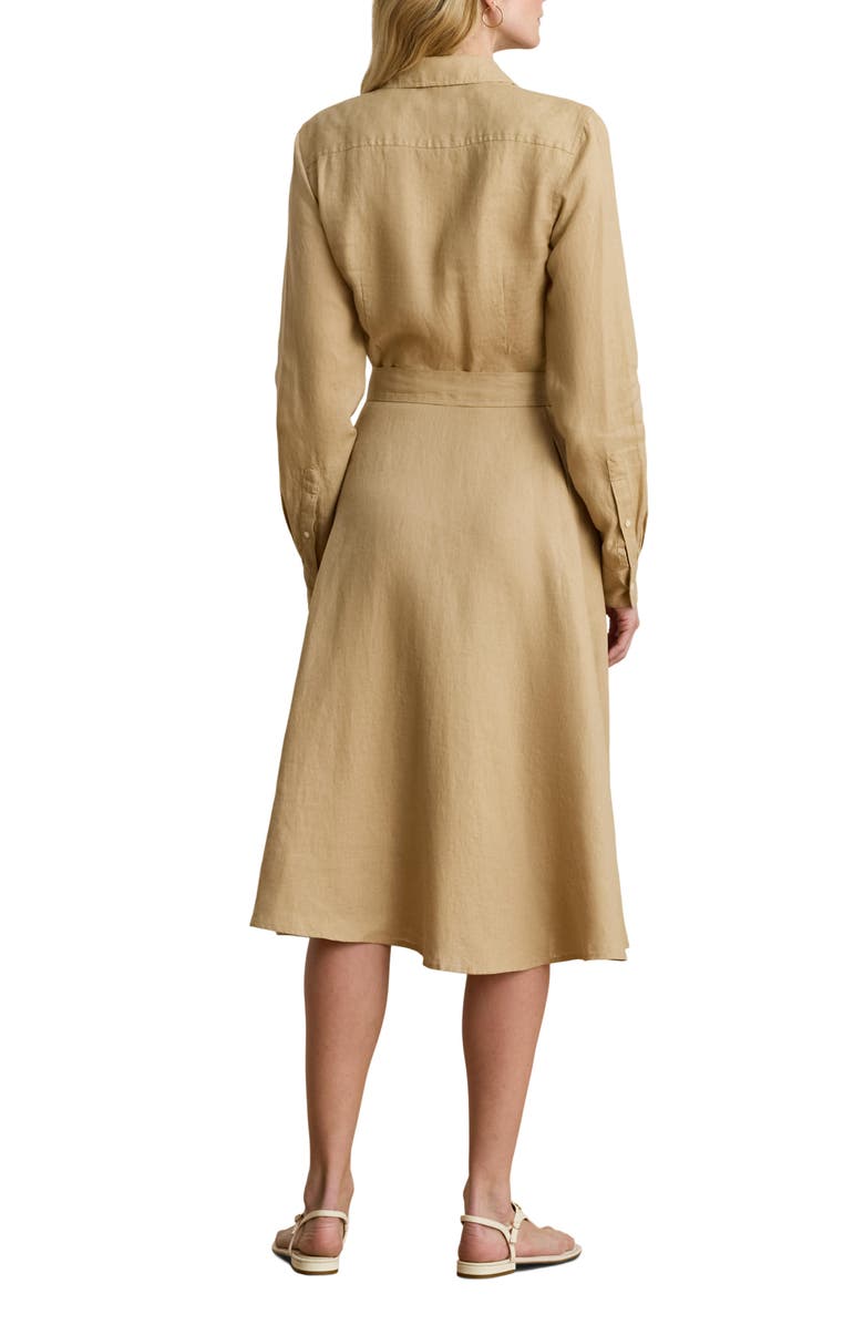 Lauren Ralph Lauren Belted Linen Shirtdress, Alternate, color, Birch Beige