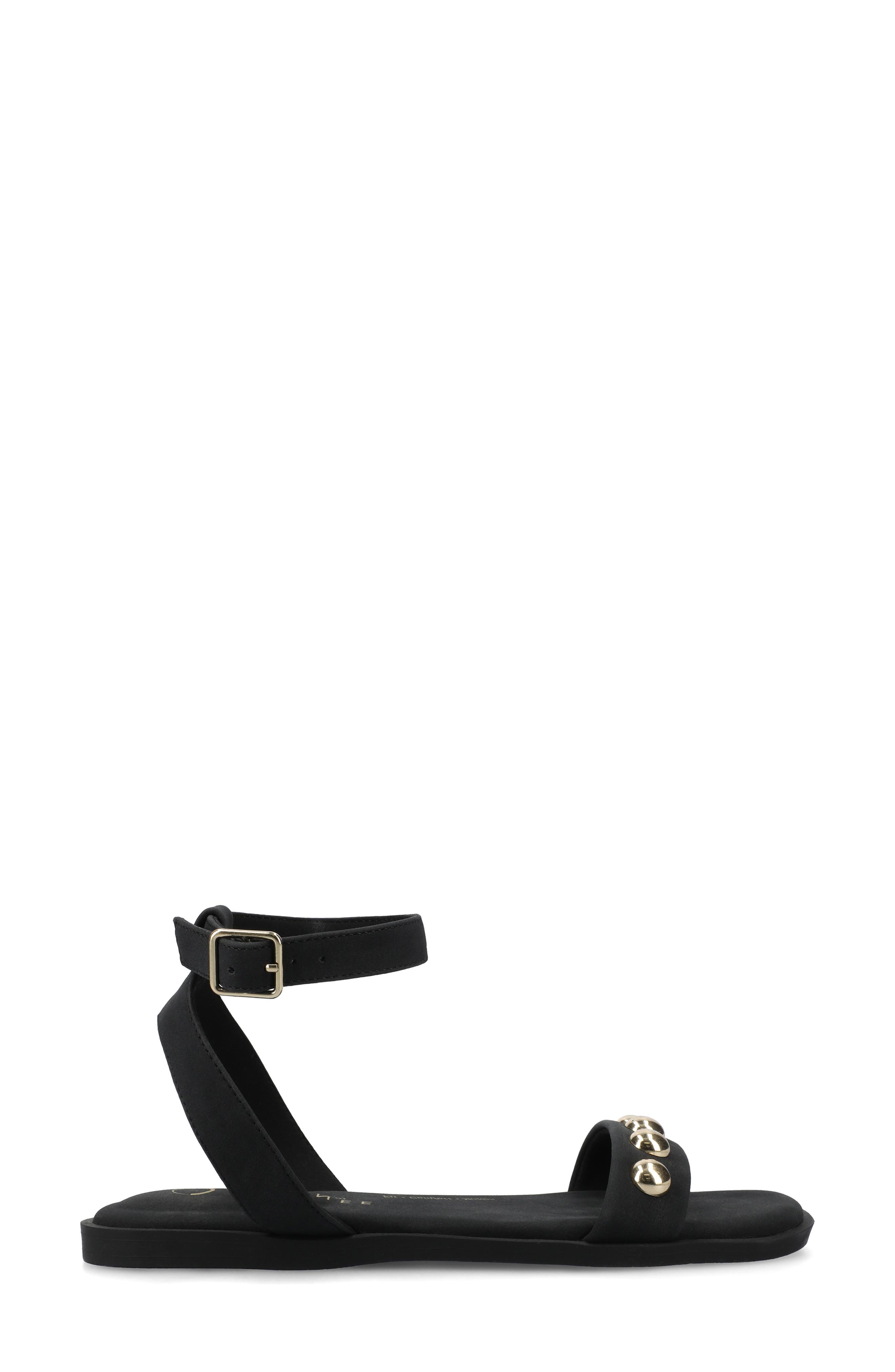 Journee Collection Primrose Studded Sandal, Alternate, color, Black Nubuck