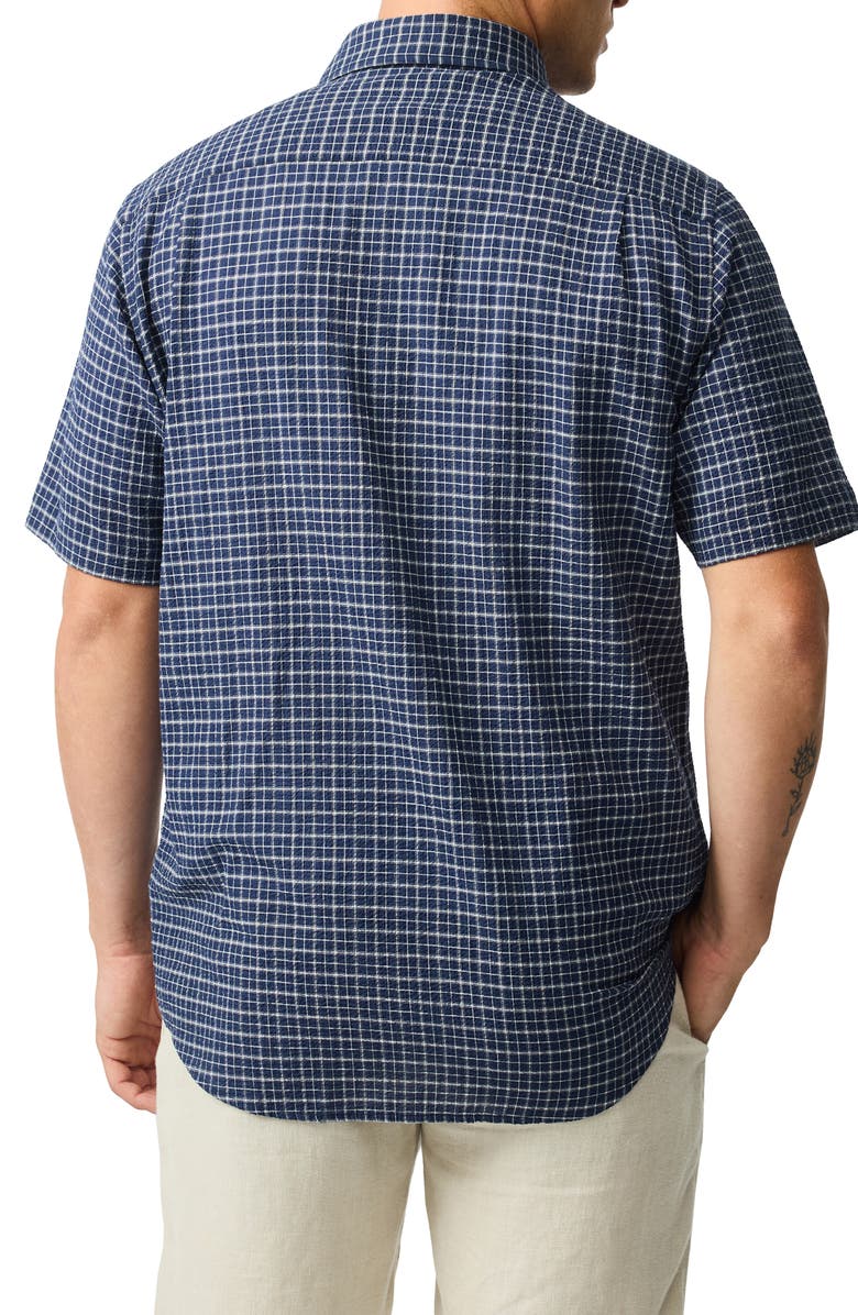 Rodd & Gunn Gowenbridge Short Sleeve Textured Cotton Button-Up Shirt, Alternate, color, Navy