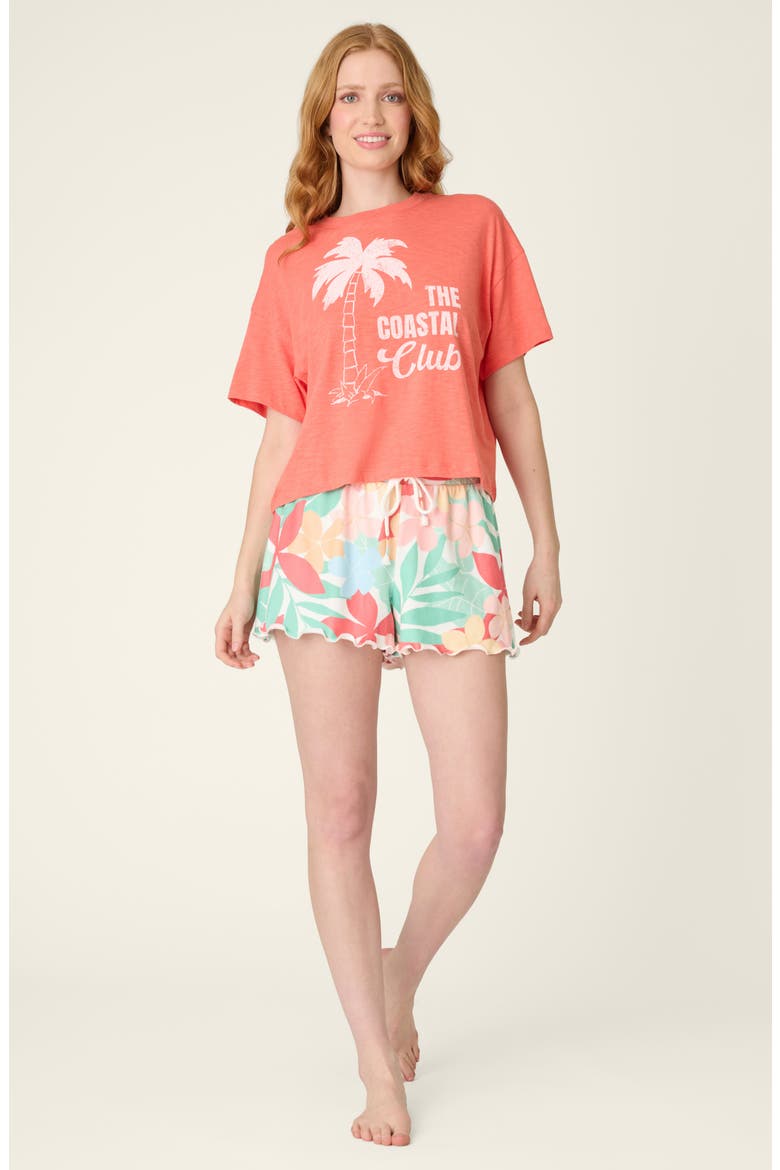 The Coastal Club Jersey Pajama Shorts, Alternate, color, GREEN MULTI
