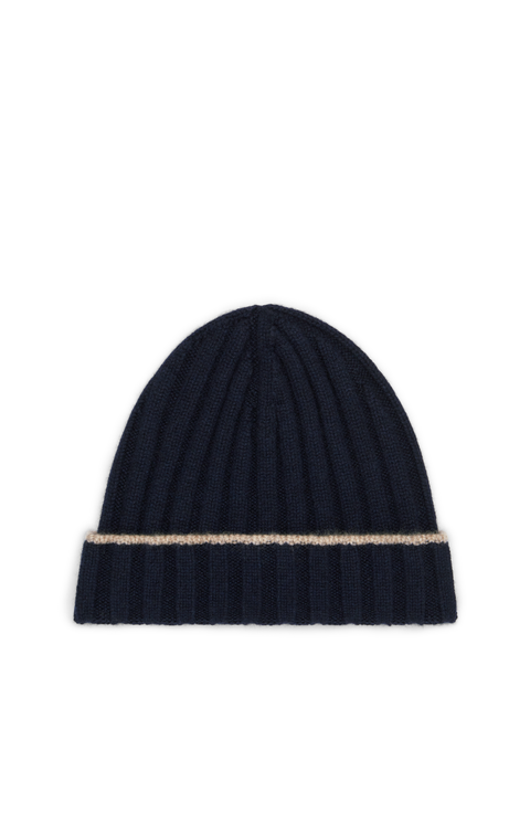 Cashmere rib knit beanie