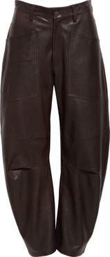 Nili Lotan Shon Barrel Leg Leather Pants