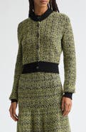 Brandon Maxwell Aubrey Shrunken Jacquard Cardigan