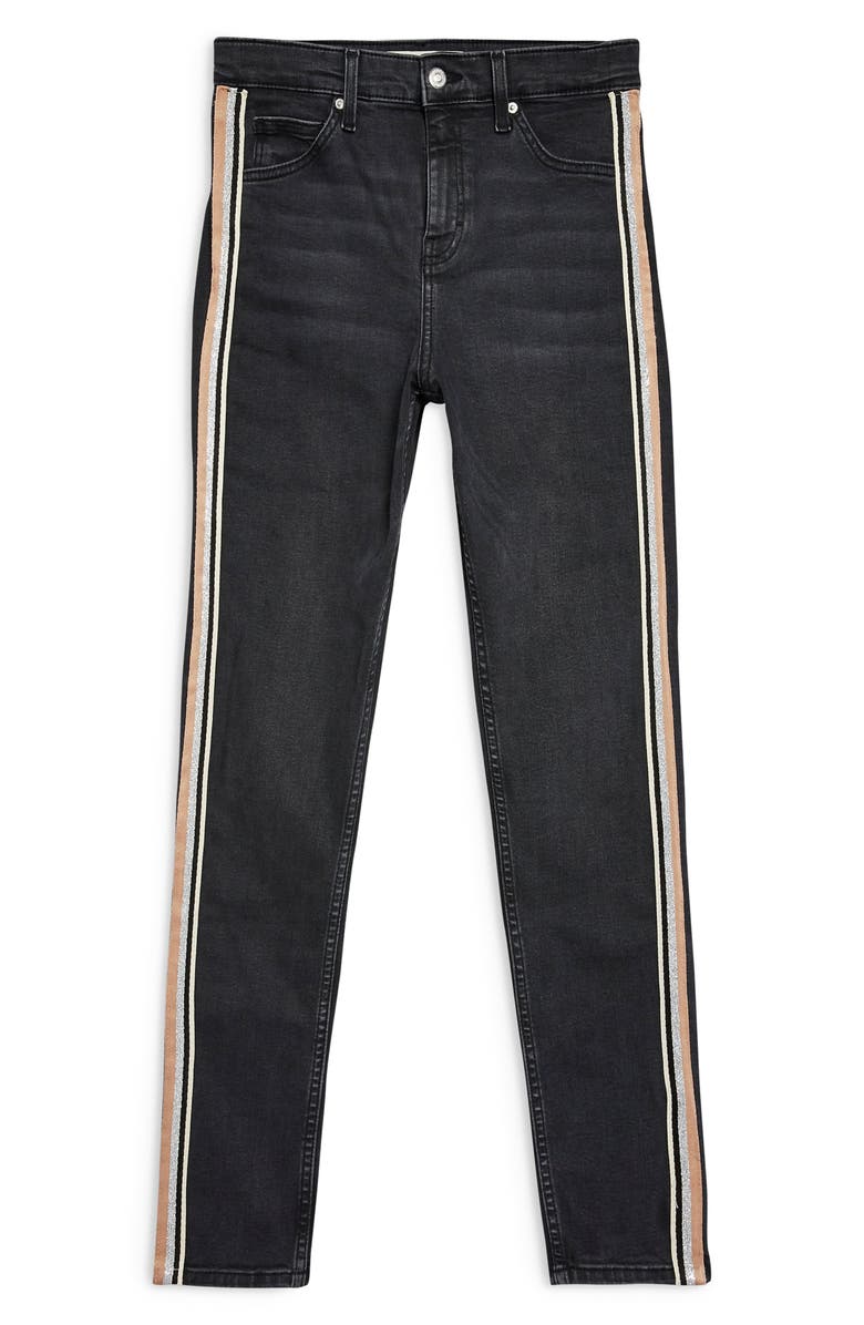 Topshop MOTO Stripe Skinny Jeans, Alternate, color,
