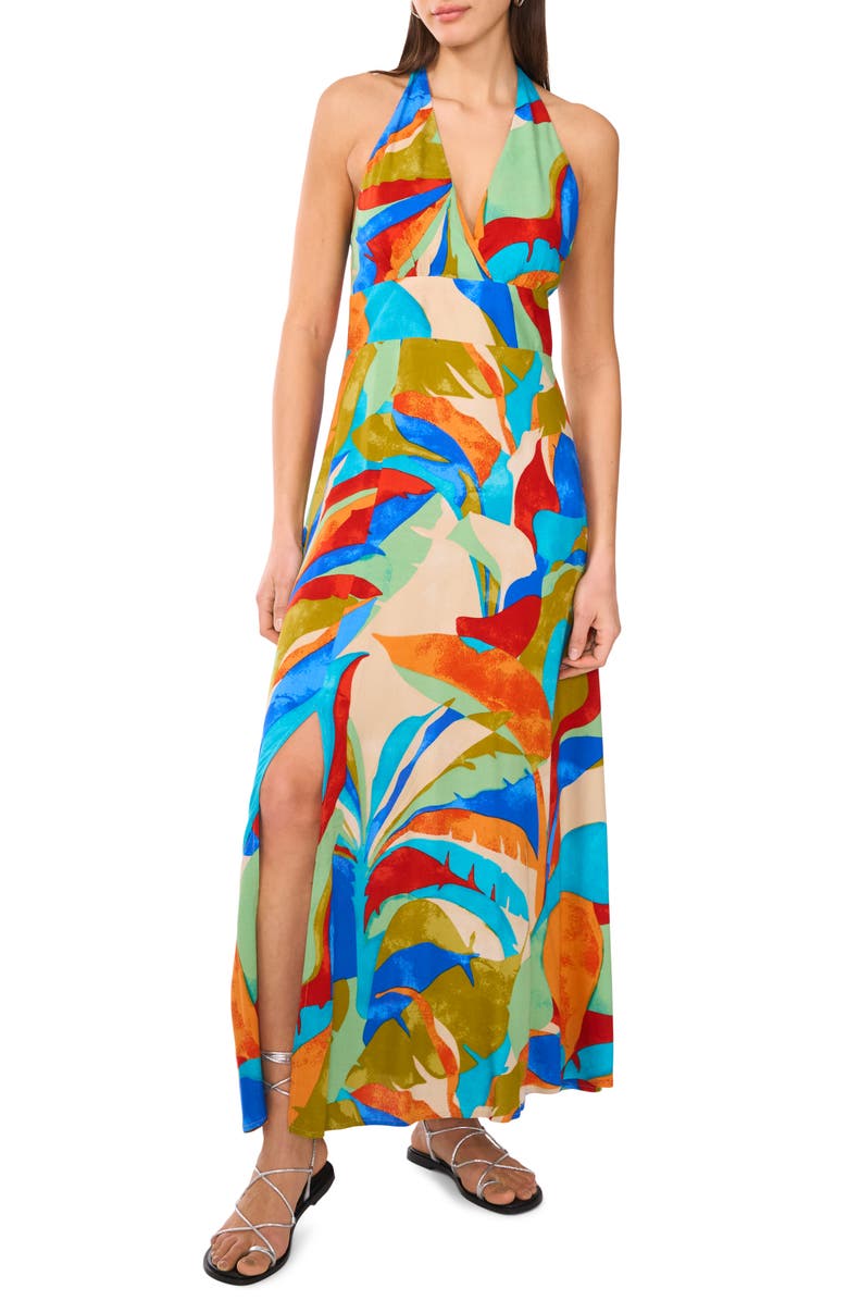 Vince Camuto Print Halter Neck Maxi Dress, Main, color, 