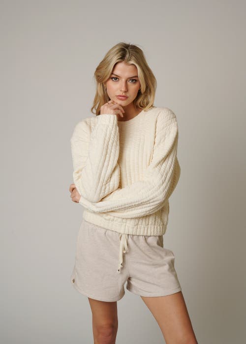 Leisure Lab Women Quilt Crewneck Sweater In Ivory