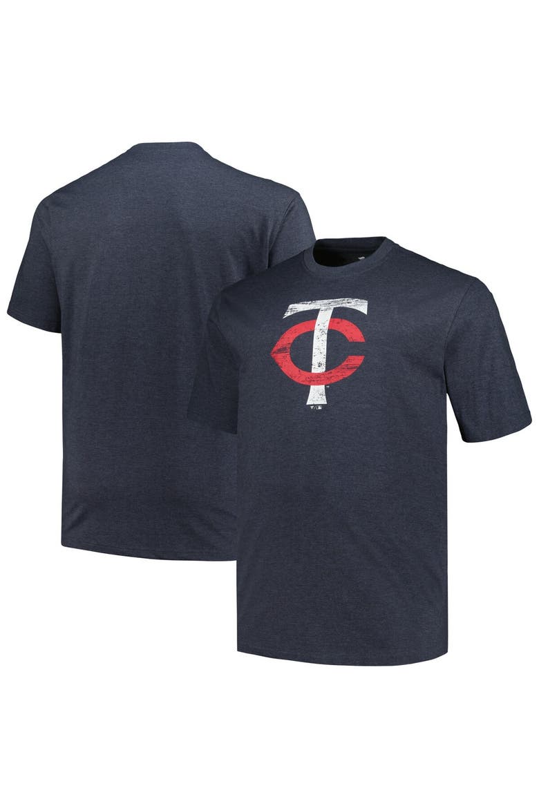 Men's Profile Heather Navy Minnesota Twins Big & Tall Weathered Logo T-Shirt, Main, color, Heather Navy