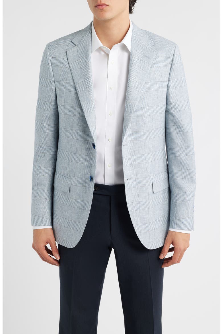 Hartford Classic Fit Light Blue Glen Check Wool Sport Coat, Main, color, LIGHT BLUE