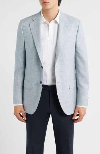 Hartford Classic Fit Light Blue Glen Check Wool Sport Coat