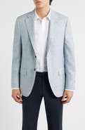 Peter Millar Hartford Classic Fit Light Blue Glen Check Wool Sport Coat