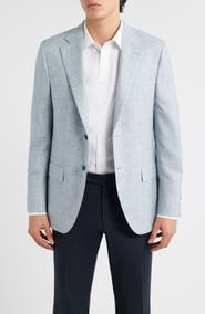Peter Millar Hartford Classic Fit Light Blue Glen Check Wool Sport Coat