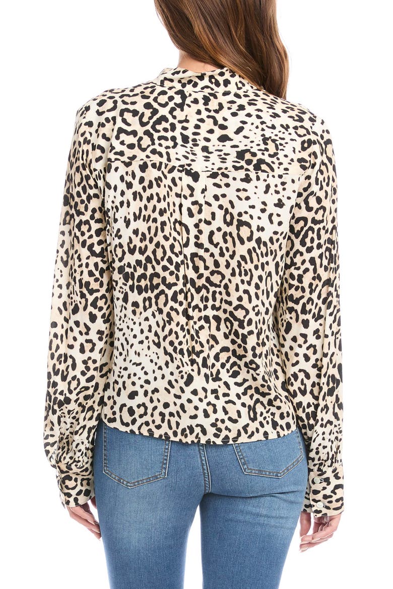 Print Tie Front Top, Alternate, color, CHEETAH
