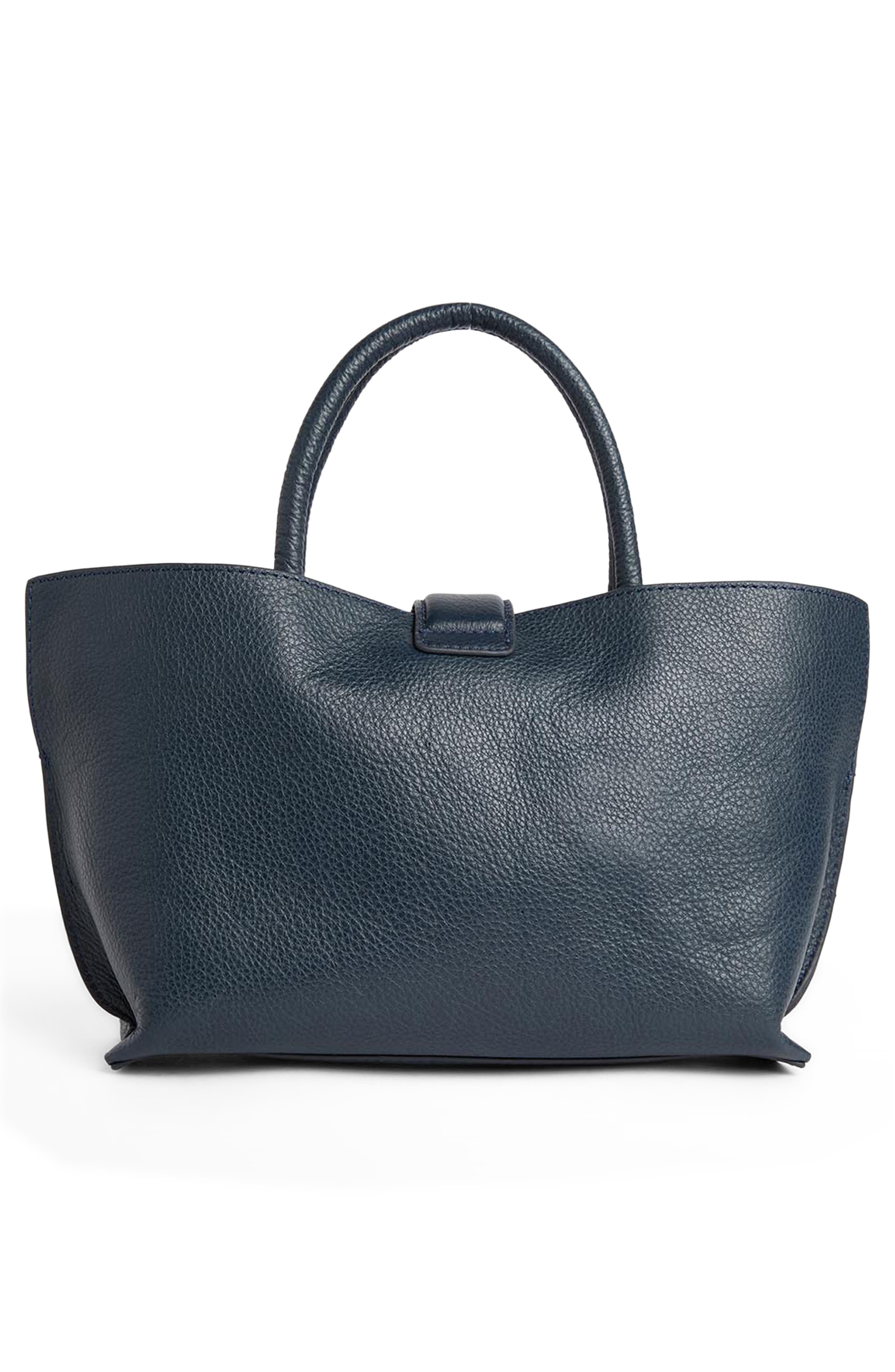 Alder Mini Leather Tote, Alternate, color, NAVY