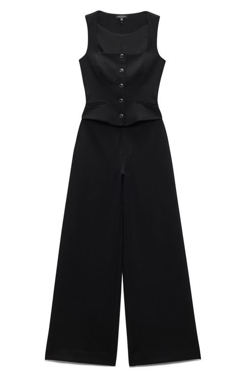 Rag & Bone Marianne Sleeveless Wide Leg Ponte Jumpsuit In Black
