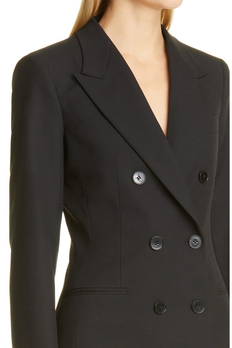 Double Breasted Wool Blazer Dress, Alternate, color, BLACK