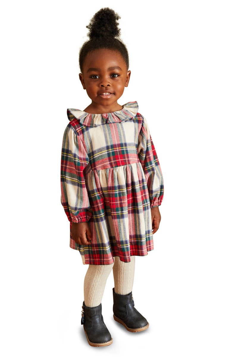 NEXT Kids' Plaid Ruffle Collar Long Sleeve Cotton Dress, Alternate, color, 