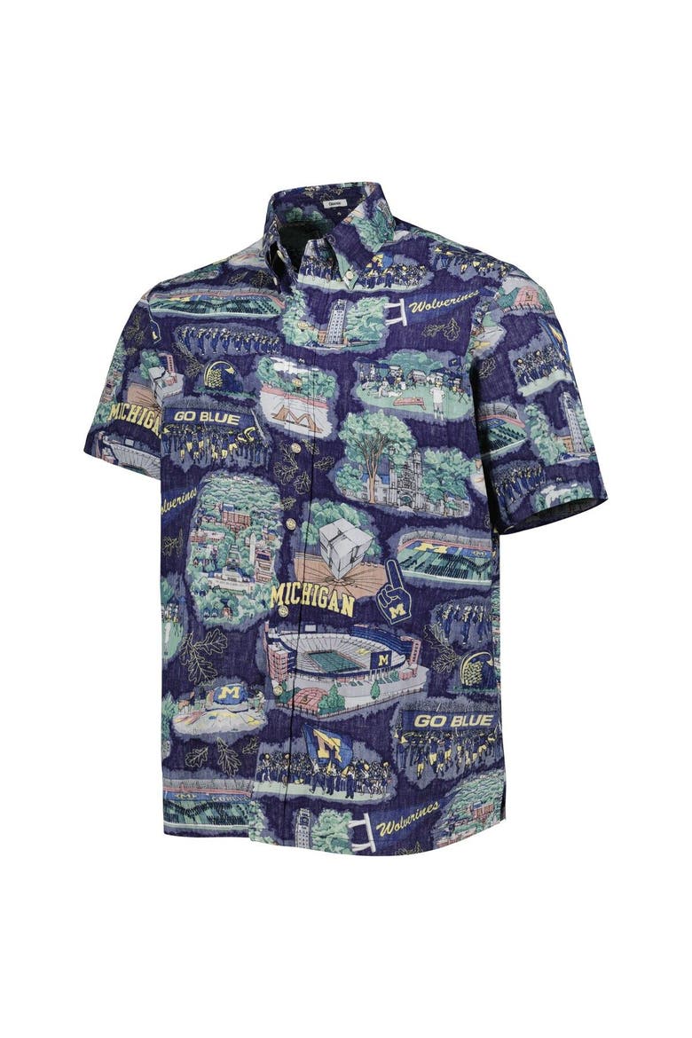 Men's Reyn Spooner Navy Michigan Wolverines Scenic Button-Down Shirt, Alternate, color, Navy