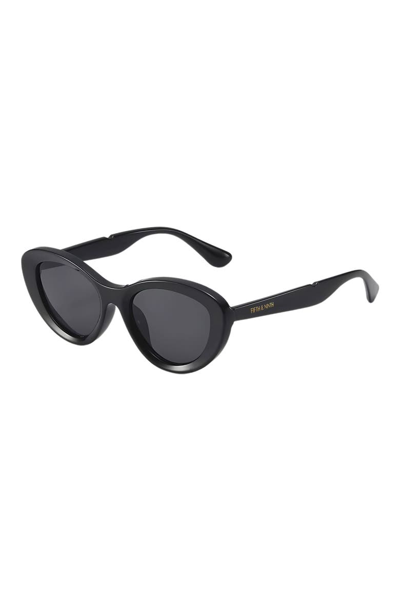 Sasha 65mm Oversize Polarized Cat Eye Sunglasses, Alternate, color, BLACK / BLACK