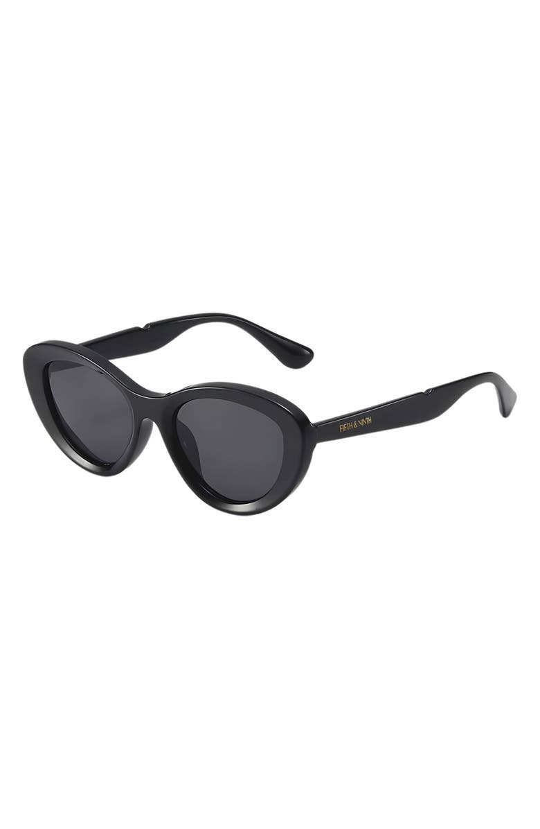 Fifth & Ninth Sasha 65mm Oversize Polarized Cat Eye Sunglasses, Alternate, color, Black / Black