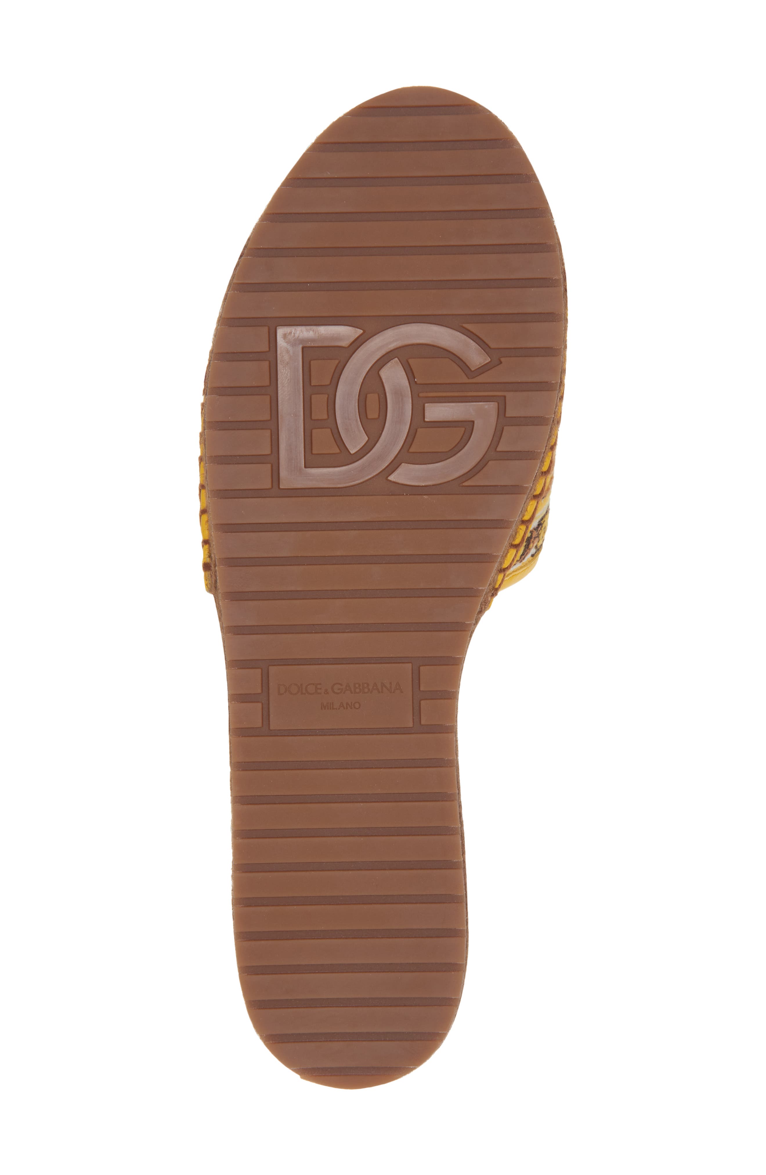 Dolce&Gabbana Majolica Print Espadrille Slide Sandal, Alternate, color, Multicolor/ Sole