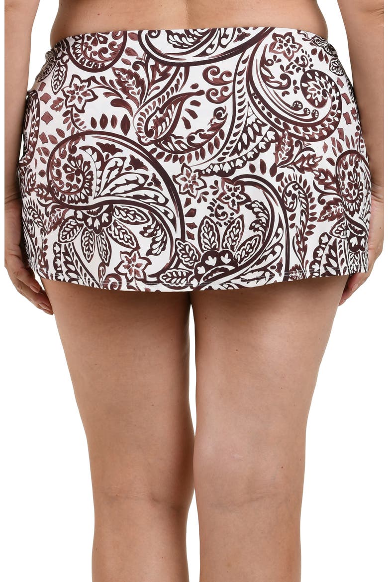 Painted Pasiley Skirted Swim Bottoms, Alternate, color, ESPRESSO