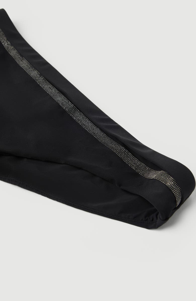 Brunello Cucinelli Techno jersey bikini bottoms with monili, Alternate, color, Black