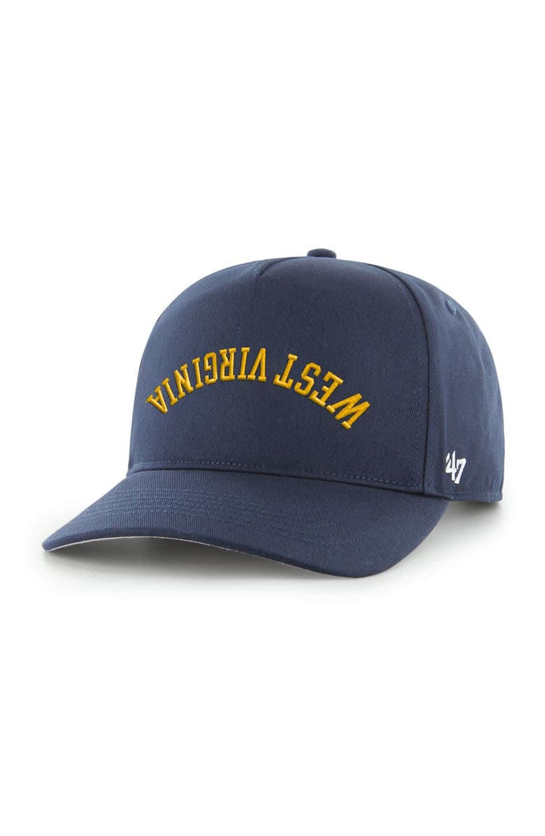 '47 Men's '47 Navy West Virginia Mountaineers Flip Script Hitch Adjustable Hat, Alternate, color,