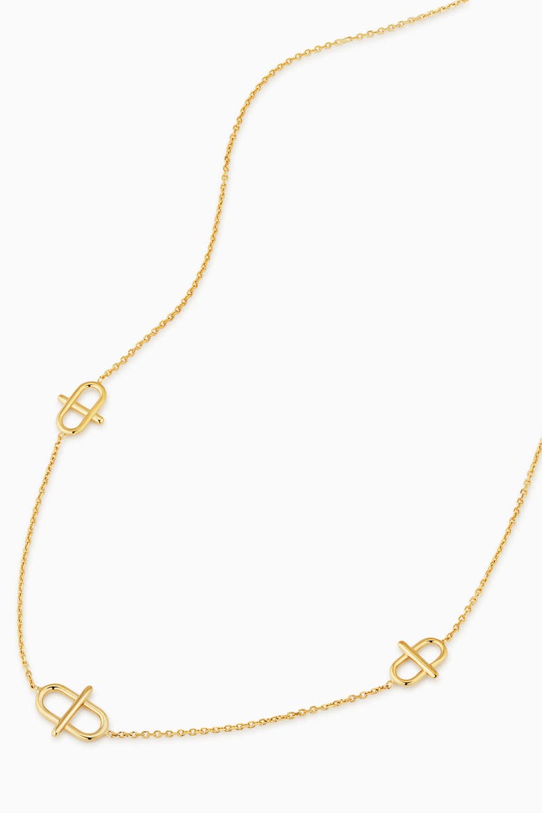 14K Gold Harmony Station Necklace, Alternate, color, Yellow Gold