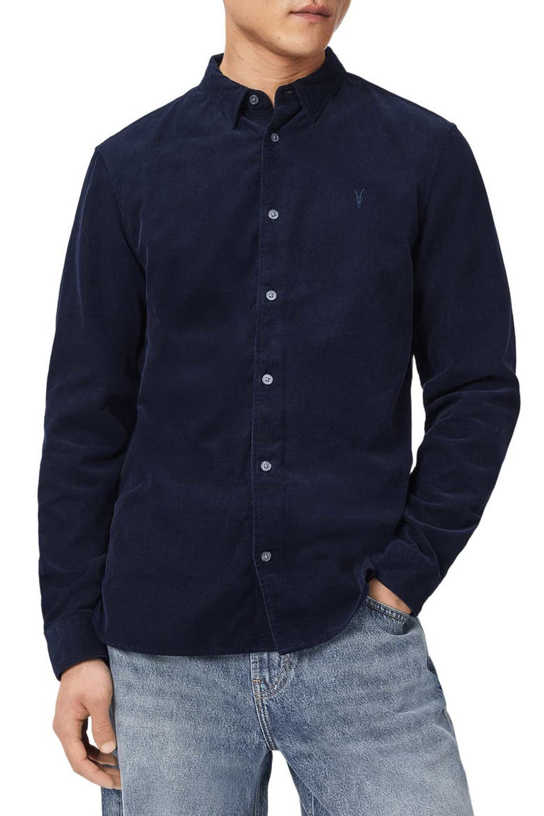 Birchwood Fine Wale Corduroy Button-Up Shirt, Main, color, SAPPHIRE BLUE