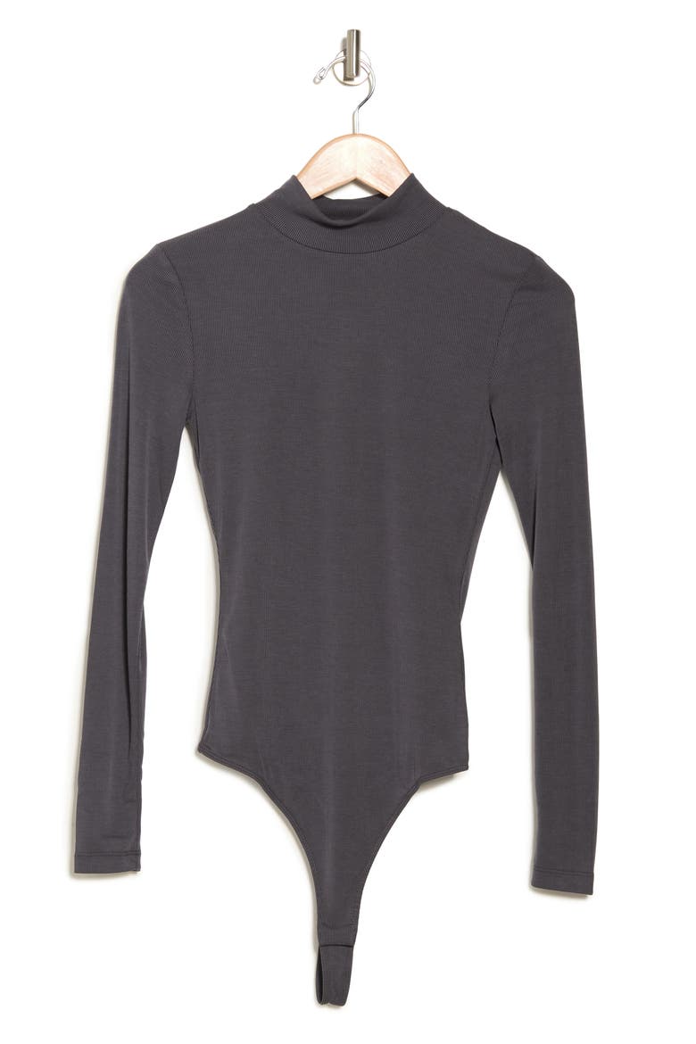 Mock Neck Jersey Bodysuit, Alternate, color, BLACK