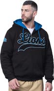 STARTER Men's Starter Black Detroit Lions Big Shot Full-Zip Double Hoodie