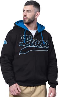 STARTER Men's Starter Black Detroit Lions Big Shot Full-Zip Double Hoodie