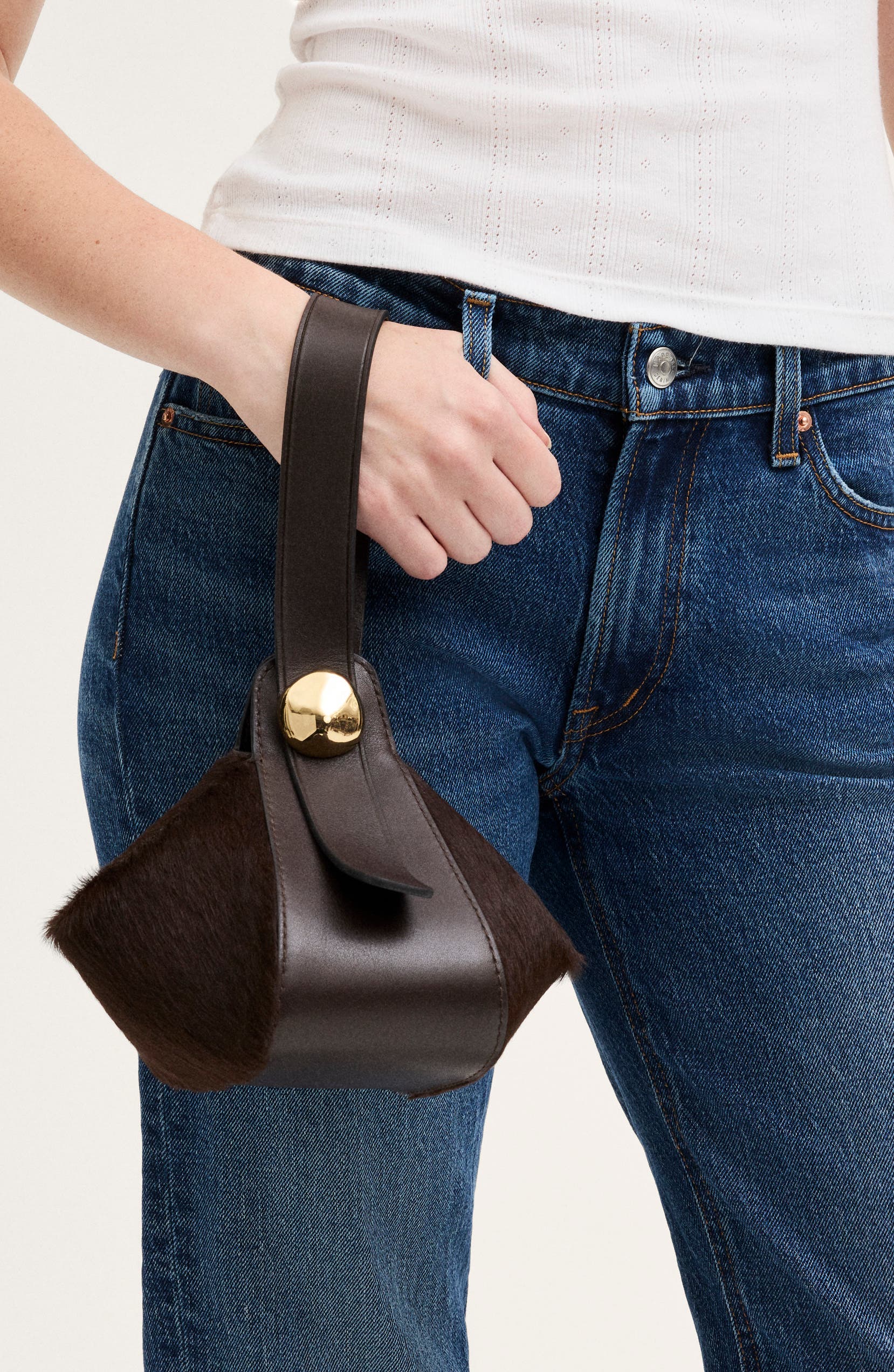 The Sculpted Metal Wristlet Bag, Alternate, color, DARK CAROB
