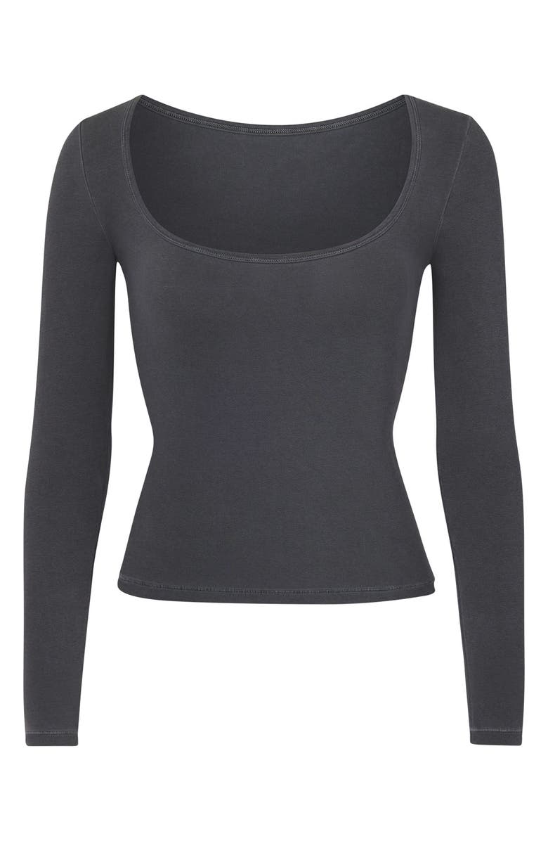 SKIMS Square Neck Long Sleeve T-Shirt, Main, color, 