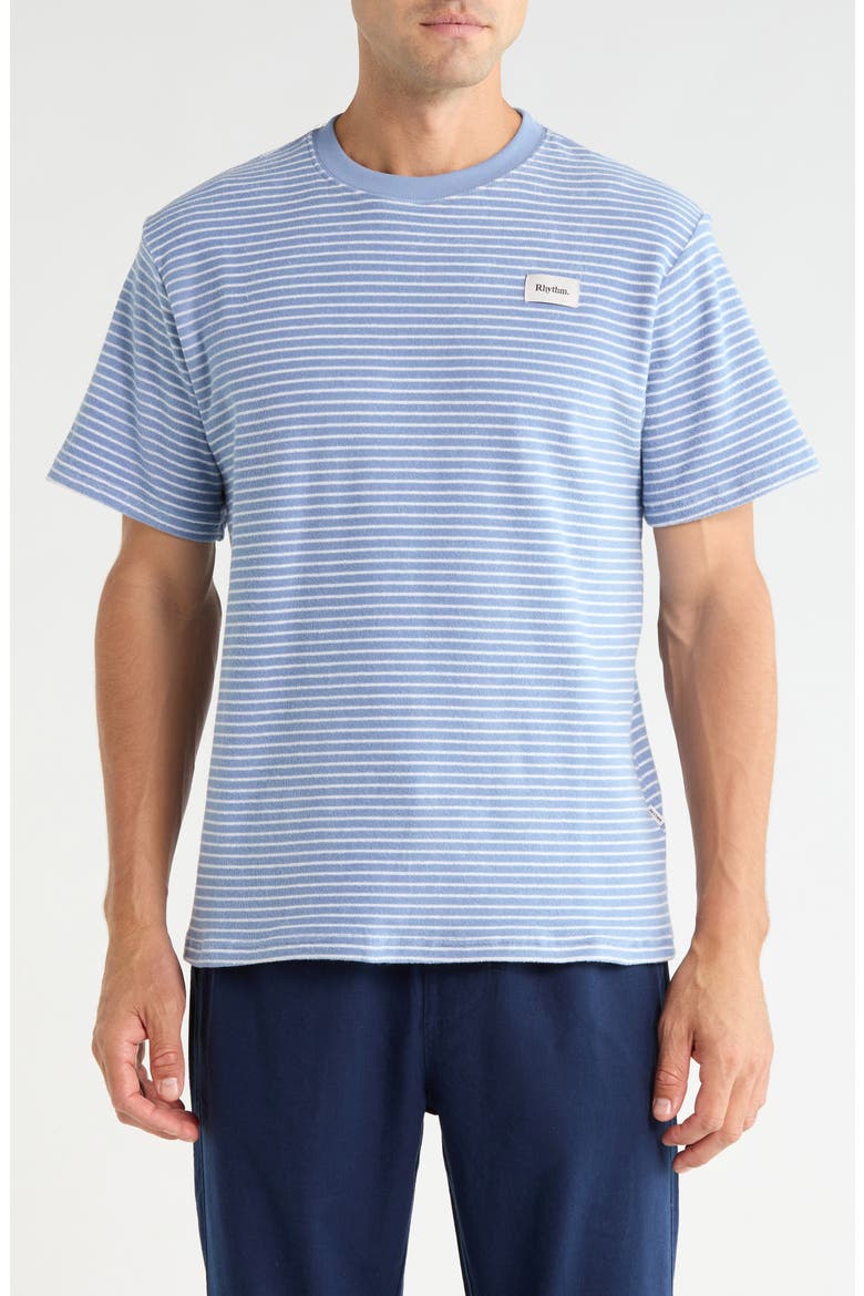 Stripe Cotton Blend Terry T-Shirt, Main, color, BLUE