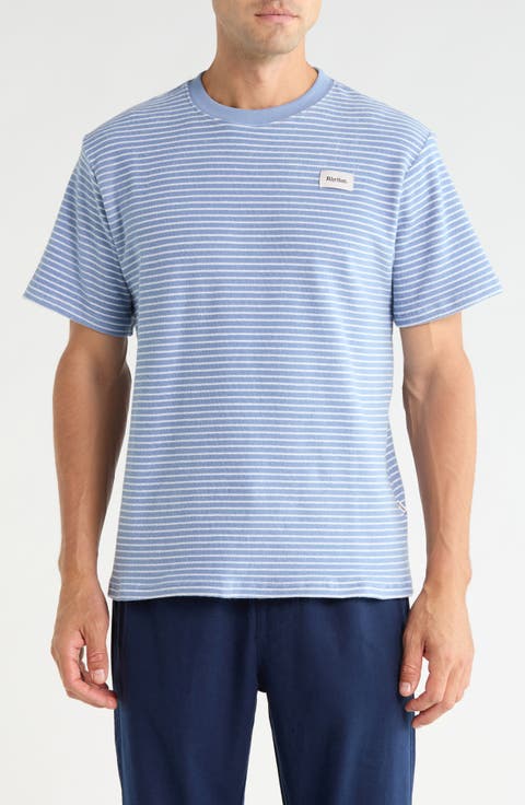 Stripe Cotton Blend Terry T-Shirt