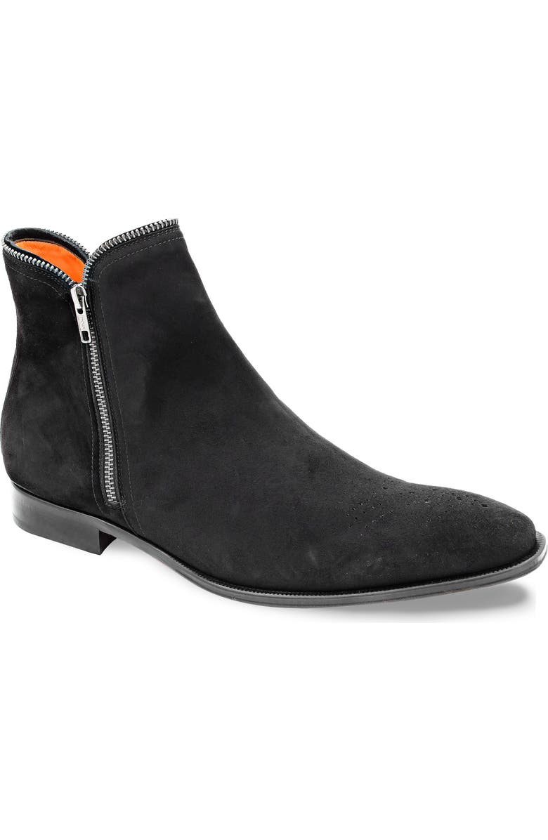 Mezlan Moretti Suede Zip Boot, Main, color, Black