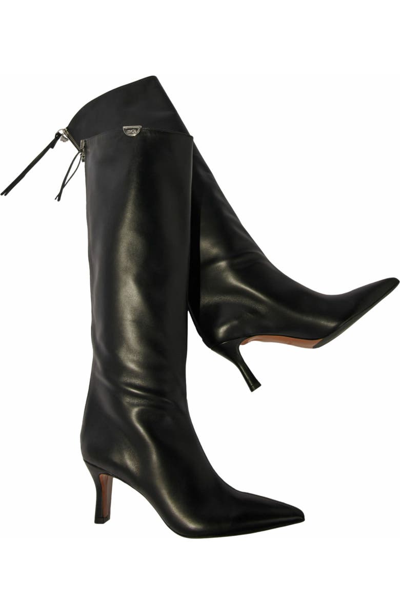 maje Pointed-toe leather boots, Alternate, color, Black